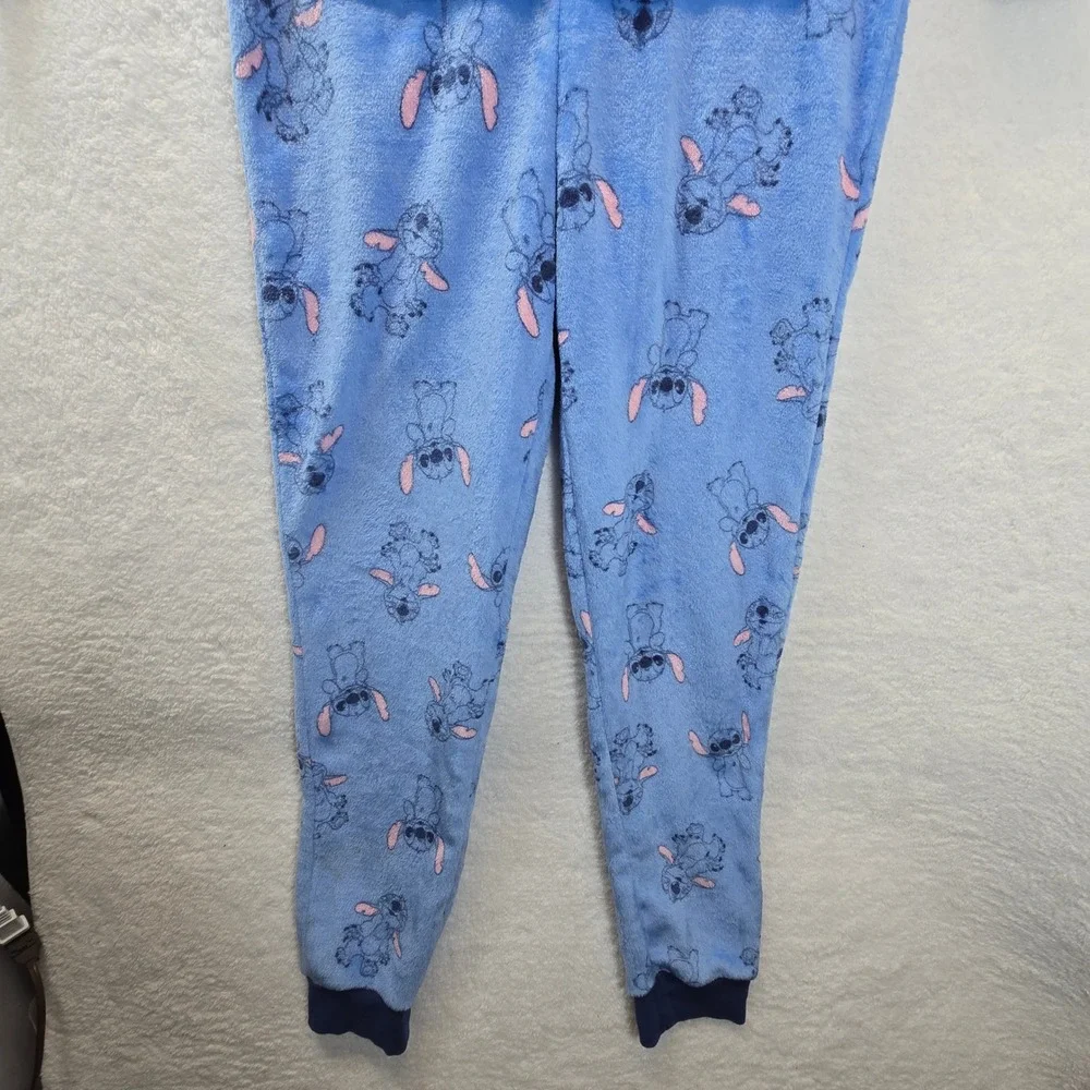 Disney Stitch One Piece Pajamas Sleepwear‎ Hooded Zip Up Adult XS Plush Lounge